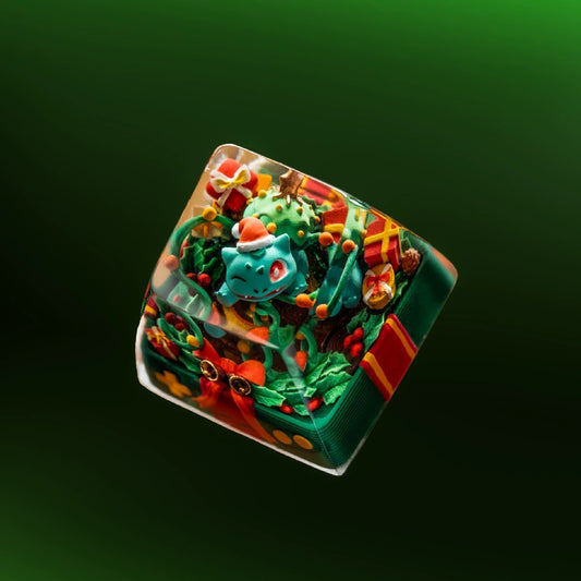 Bulbasaur Christmas Edition Handmade Keycap